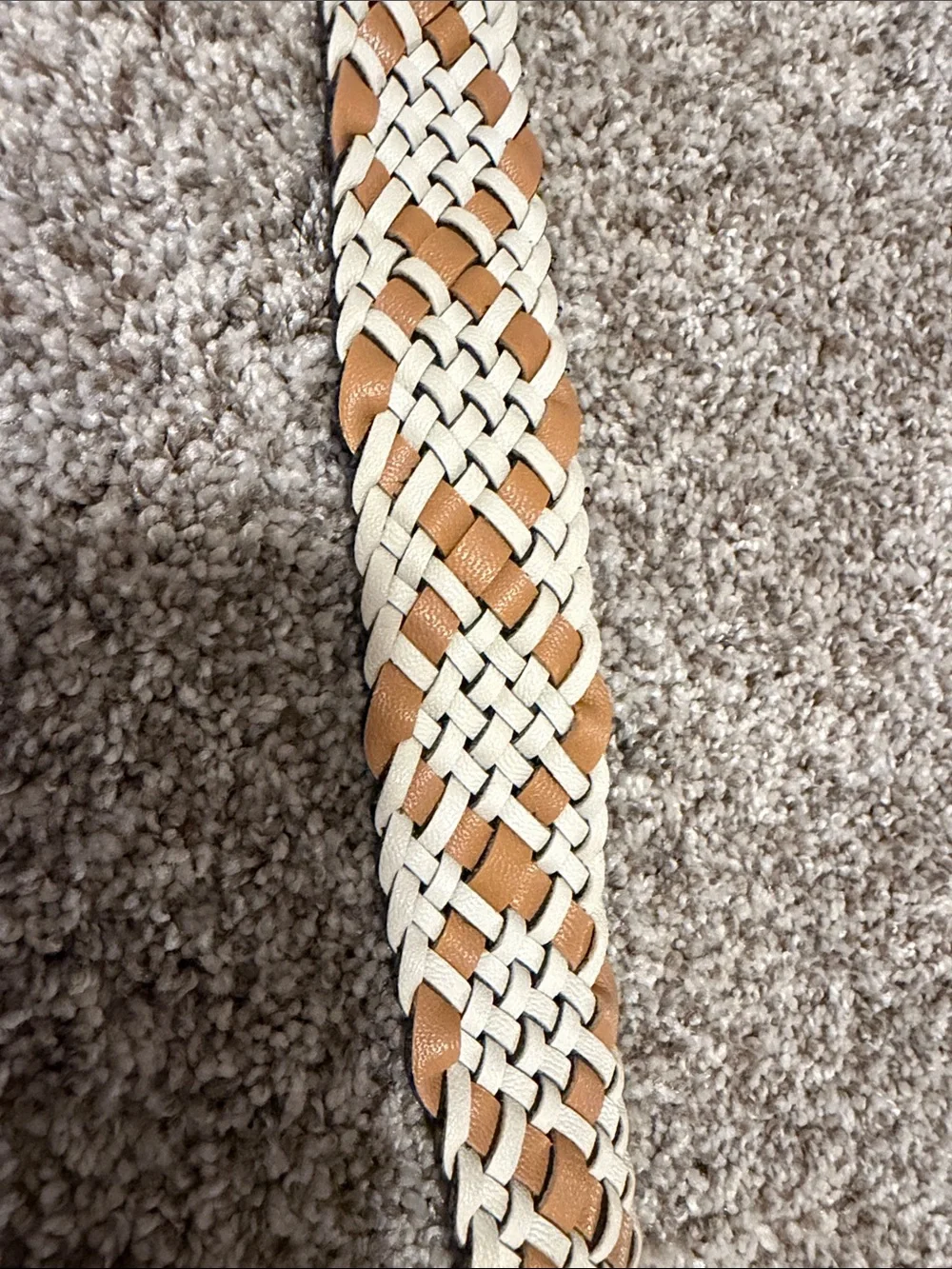 Relic Braided Leather Belt in Black, White & Tan